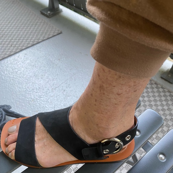 Celine black suede flat suede sandals, sz 39.5 - Picture 6 of 9